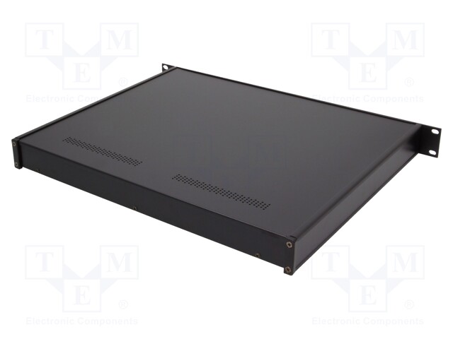 Enclosure: 19" standard; 1U; black; Enclos.mat: steel; Y: 350mm