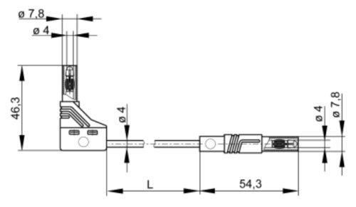 Test lead; 32A; banana plug 4mm,angular banana plug 4mm; Len: 1m
