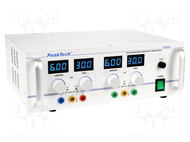 Power supply: laboratory; AC/DC,adjustable; 0÷30V; 0÷6A