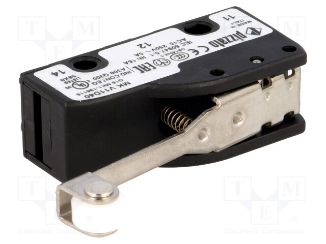 Microswitch SNAP ACTION; with lever (with roller); SPDT; Pos: 2