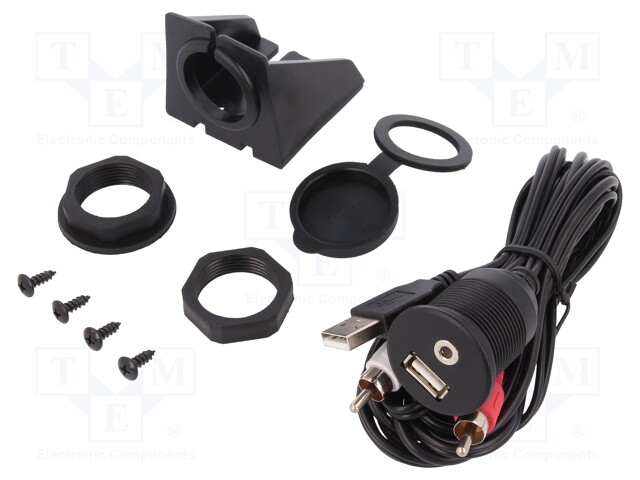 USB/AUX adapter; USB A socket,Jack 3,5mm 3pin socket; 0.5m