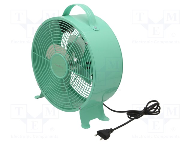 Fan: AC; 20W; 220÷240V; Ø: 250mm; Len: 1.5m; 335x265x110mm; turquoise