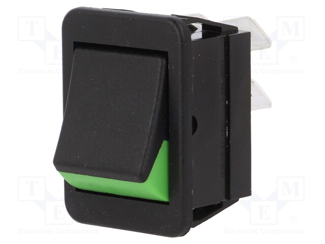 ROCKER; DPST; Pos: 2; OFF-ON; 16A/250VAC; black-green; none