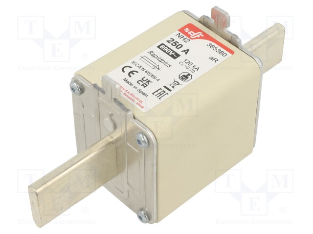 Fuse: fuse; aR; 250A; 690VAC; 550VDC; silver; NH2