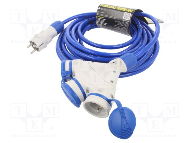 Extension lead; Sockets: 3; rubber; black; 3x2,5mm2; 25m; 16A