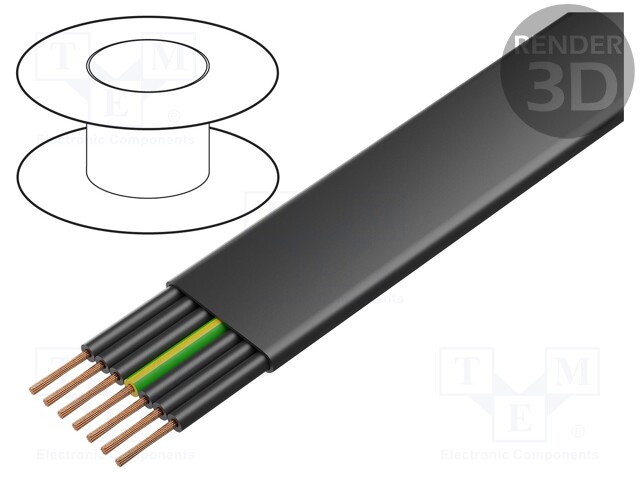 Wire; PVC-Flach; 7G1,5mm2; unshielded; 450/750V; PVC; Cu; stranded
