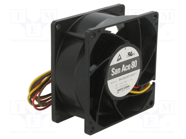 Fan: DC; axial; 24VDC; 80x80x38mm; 222m3/h; 69dBA; ball bearing