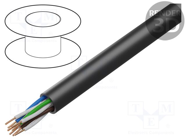 Wire; F/UTP; 6; solid; Cu; 4x2x23AWG; shielded,Al-PET foil; PVC