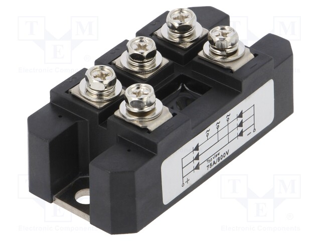 Three-phase bridge rectifier; Urmax: 800V; If: 75A; Ifsm: 1kA