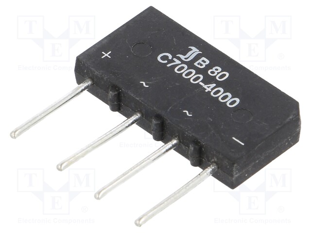 Bridge rectifier: single-phase; Urmax: 160V; If: 7A; Ifsm: 150A