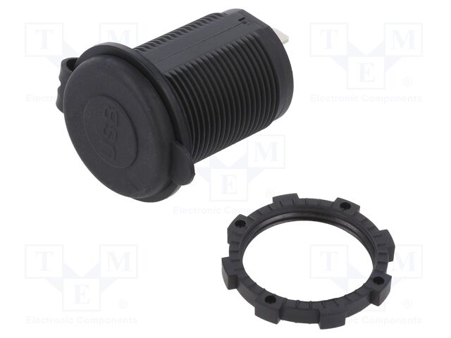 USB power supply; USB A socket x2; Sup.volt: 12÷24VDC; black