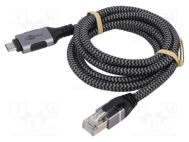 Cable; USB 3.1; RJ45 plug,USB C plug; 2m; 1Gbps; Øcable: 5.6mm