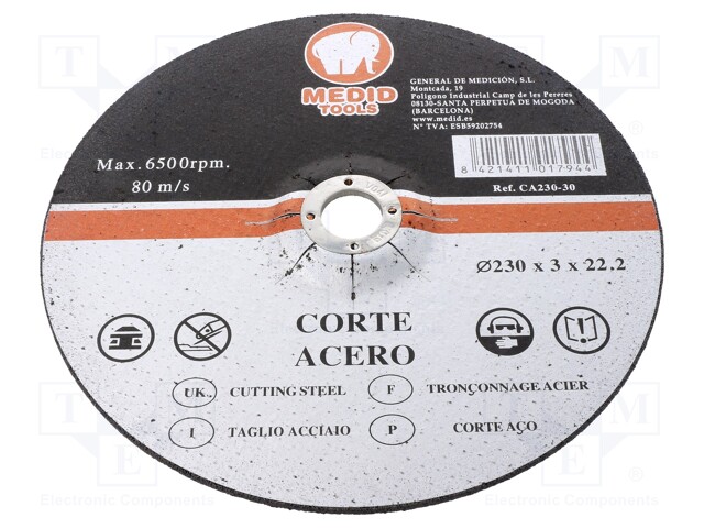 Cutting wheel; Ø: 230mm; Application: for metal,steel; Øhole: 22mm