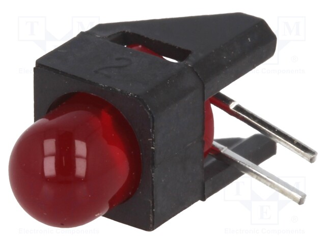 LED; in housing; red; 5mm; No.of diodes: 1; 2mA; Lens: diffused,red