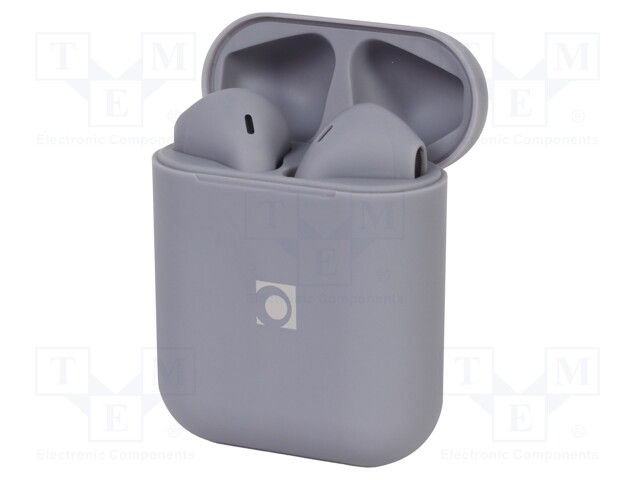 Bluetooth headphones with microphone; grey; USB C; 20Hz÷20kHz