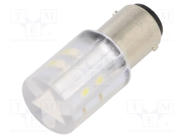 Indicator: LED; BA15D,T20; white; plastic; 230VAC; 230VDC; -20÷60°C