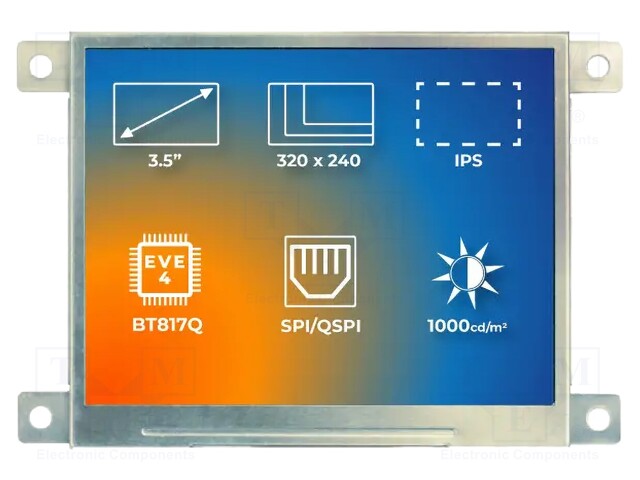 Display: TFT; 3.5"; 320x240; Illumin: LED; Dim: 93.5x64.7x8.65mm