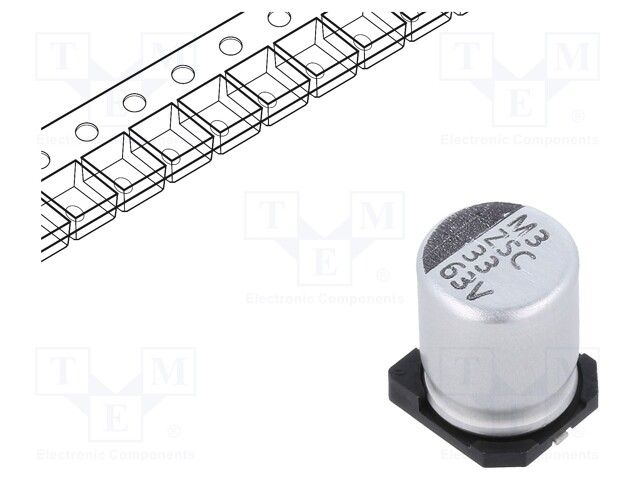 Capacitor: electrolytic; SMD; 33uF; 63VDC; Ø8x10mm; ±20%; -55÷105°C