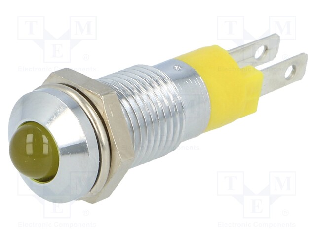 Indicator: LED; prominent; 24÷28VDC; Cutout: Ø8.2mm; IP40; metal