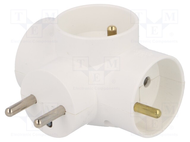 Connector: AC supply; splitter; Layout: 2P+PE; white