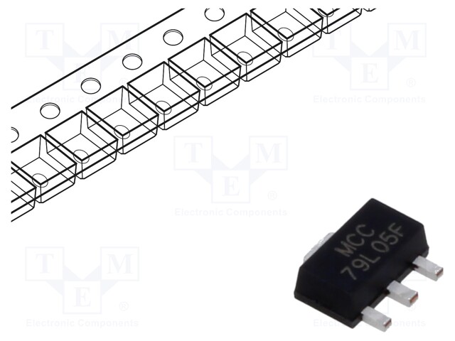 IC: voltage regulator; linear,fixed; -5V; 0.1A; SOT89; SMD; ±5%