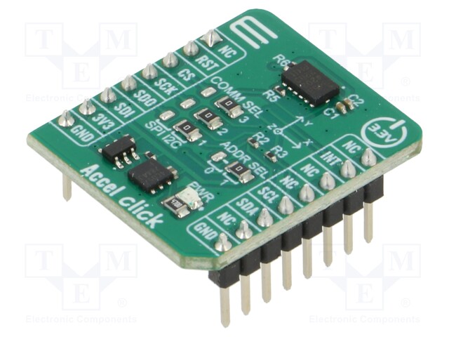 Click board; accelerometer; I2C,SPI; ADXL345; prototype board