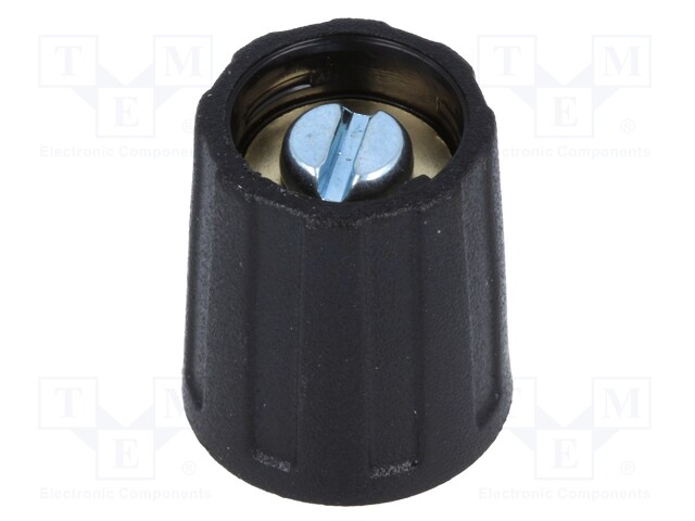 Knob; without pointer; ABS; Shaft d: 4mm; Ø13.5x15.5mm; black