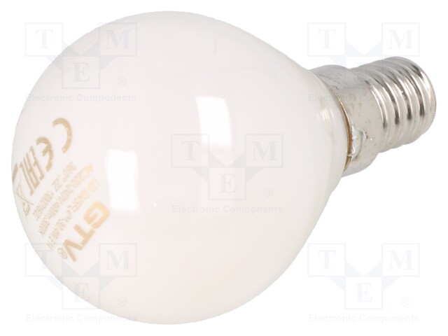 LED lamp; milky; E14; 230VAC; 420lm; 4W; 360°; 3000K