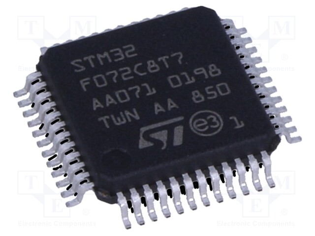 ARM microcontroller; Flash: 64kB; 48MHz; SRAM: 16kB; LQFP48
