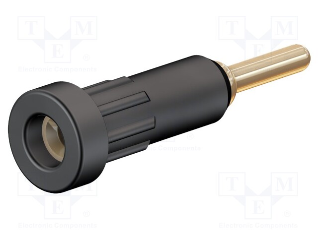 Socket; 2mm banana; 10A; 24.5mm; black; Mounting: push-in,on panel