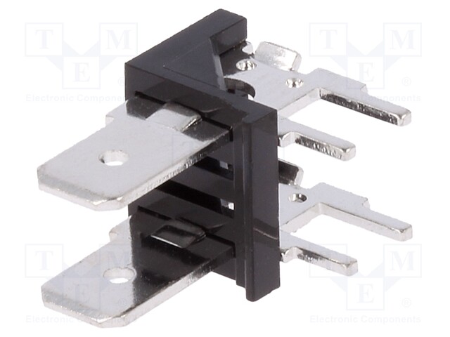 Terminal: spade terminal strip; 6.3mm; THT; 250V; angled 90°; 12A