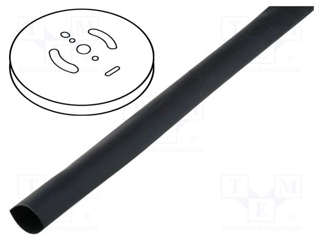 Heat shrink sleeve; glueless; 2: 1; 1.2mm; black; polyolefine