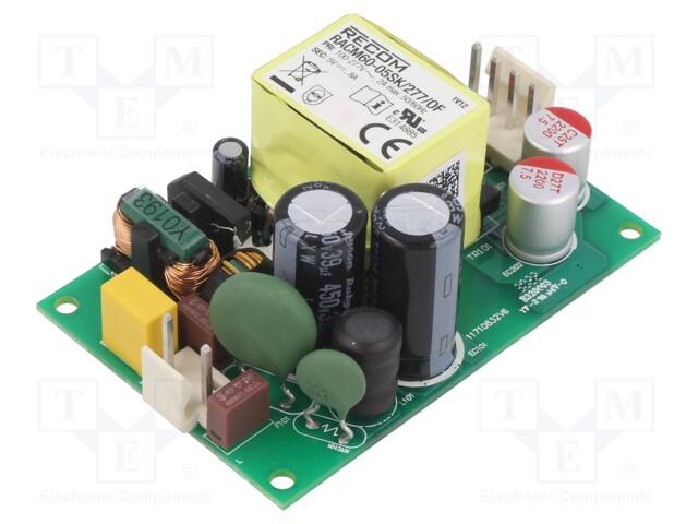 Power supply: switched-mode; 60W; 80÷305VAC; 5VDC; 8000mA; 89%