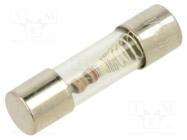 Fuse: fuse; time-lag; 400mA; 250VAC; glass; 20x5.2mm; brass; bulk