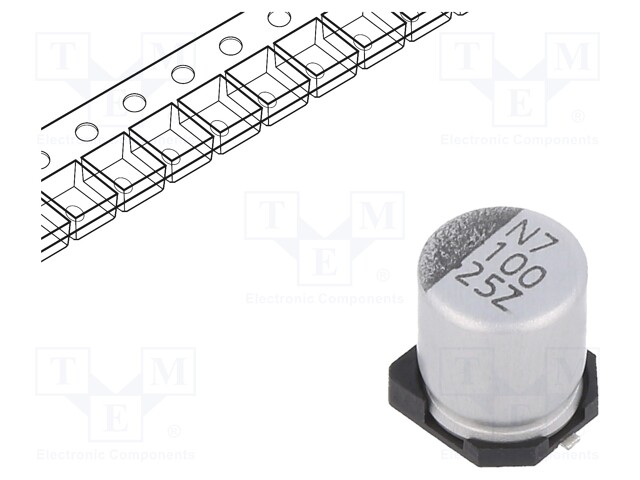 Capacitor: electrolytic; SMD; 100uF; 25VDC; Ø6.3x7.7mm; ±20%