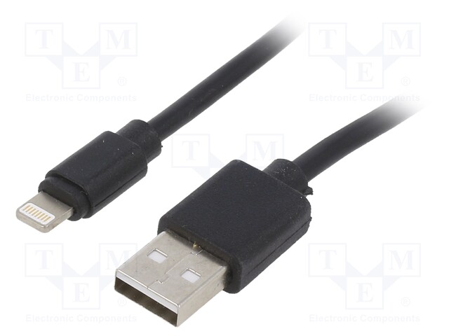 Cable; USB 2.0; Apple Lightning plug,USB A plug; 2m; black