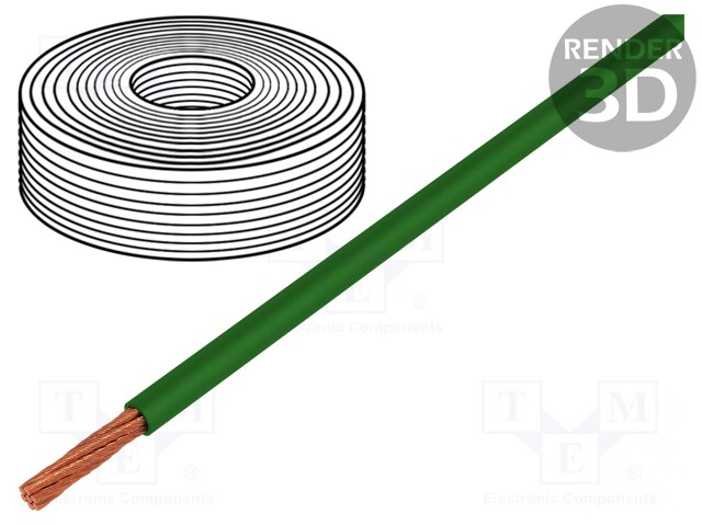 Wire; LifY; stranded; Cu; 1x2,5mm2; PVC; green; 450/750V; -15÷80°C
