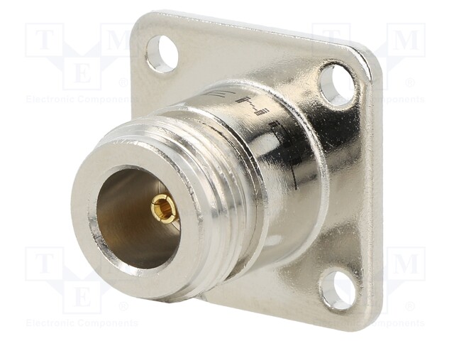 Socket; N; female; straight; 50Ω; soldering; teflon; gold-plated