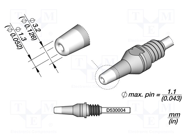 Tip: for desoldering irons; 3.2x1.3mm; JBC-DT530-A