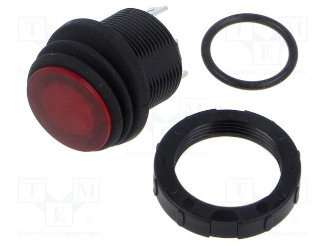 ROCKER; SPST; Pos: 2; OFF-ON; 16A/250VAC; red; neon lamp; 200÷250V