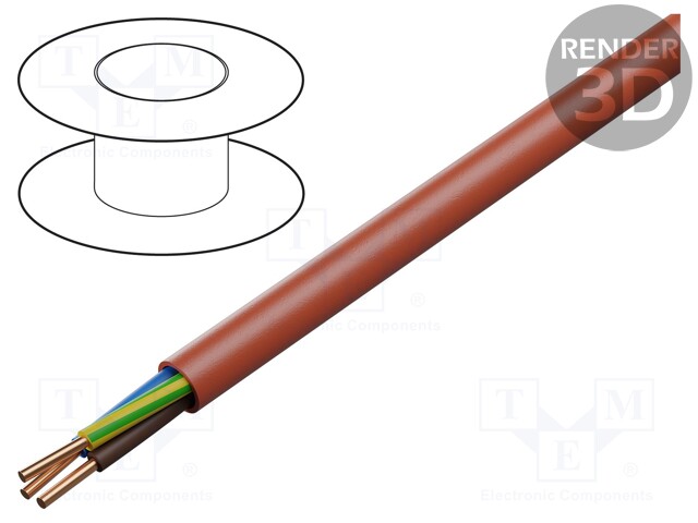 Wire; 7G1.5mm2; unshielded; 300V,500V; Cu; solid; red