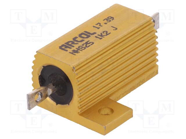 Resistor: wire-wound; with heatsink; screw; 1.2kΩ; 25W; ±5%