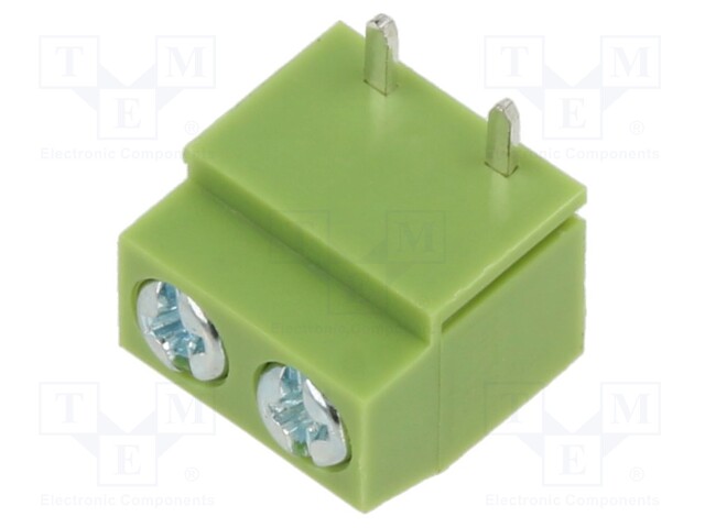 PCB terminal block; straight; 5mm; ways: 2; on PCBs; 2.5mm2; 10A