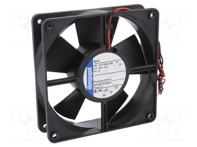 Fan: DC; axial; 24VDC; 119x119x32mm; 170m3/h; 45dBA; ball bearing