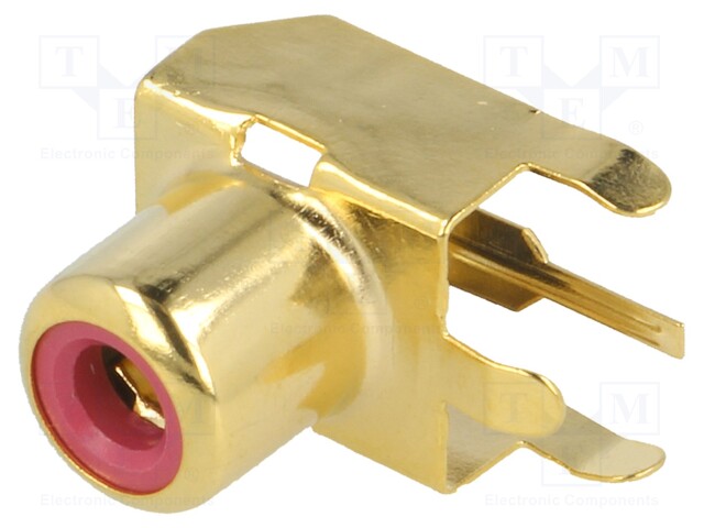 Socket; RCA; female; angled 90°; THT; brass; gold-plated; on PCBs