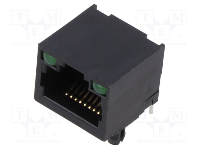 Socket; RJ45; PIN: 8; with LED; Layout: 8p8c; on PCBs,PCB snap; THT