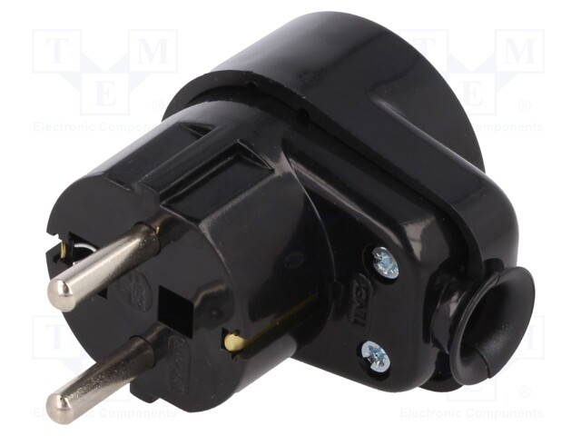 Connector: AC supply; plug/socket; Layout: 2P+PE; black; 250VAC