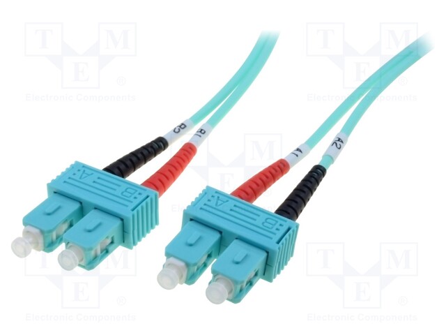 Fiber patch cord; OM3; SC/PC,both sides; 10m; LSZH; turquoise