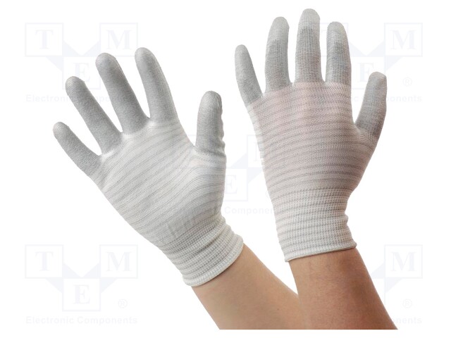 Protective gloves; ESD; M; ANSI/ESD SP15.1; white-gray