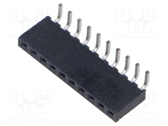 Connector: pin strips; female; PIN: 10; 2mm; gold-plated; THT